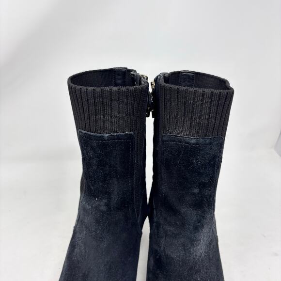 Vionic Suede Boot Size 8.5 Kaylee Side Knit Black Heeled Water Resistant - Picture 3 of 13